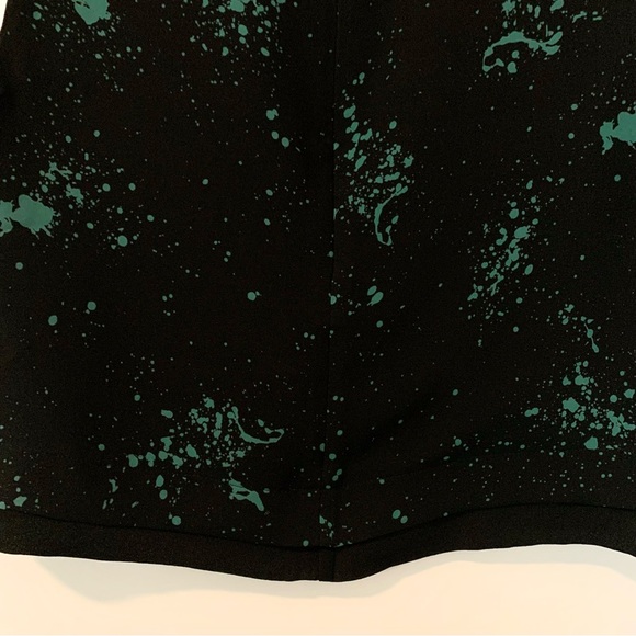 A.L.C. 10 Devoe Green Splatter on Black Silk Crop Top - Picture 13 of 14